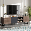 Modern TV Stand With 3 Cabinets & Open Shelves