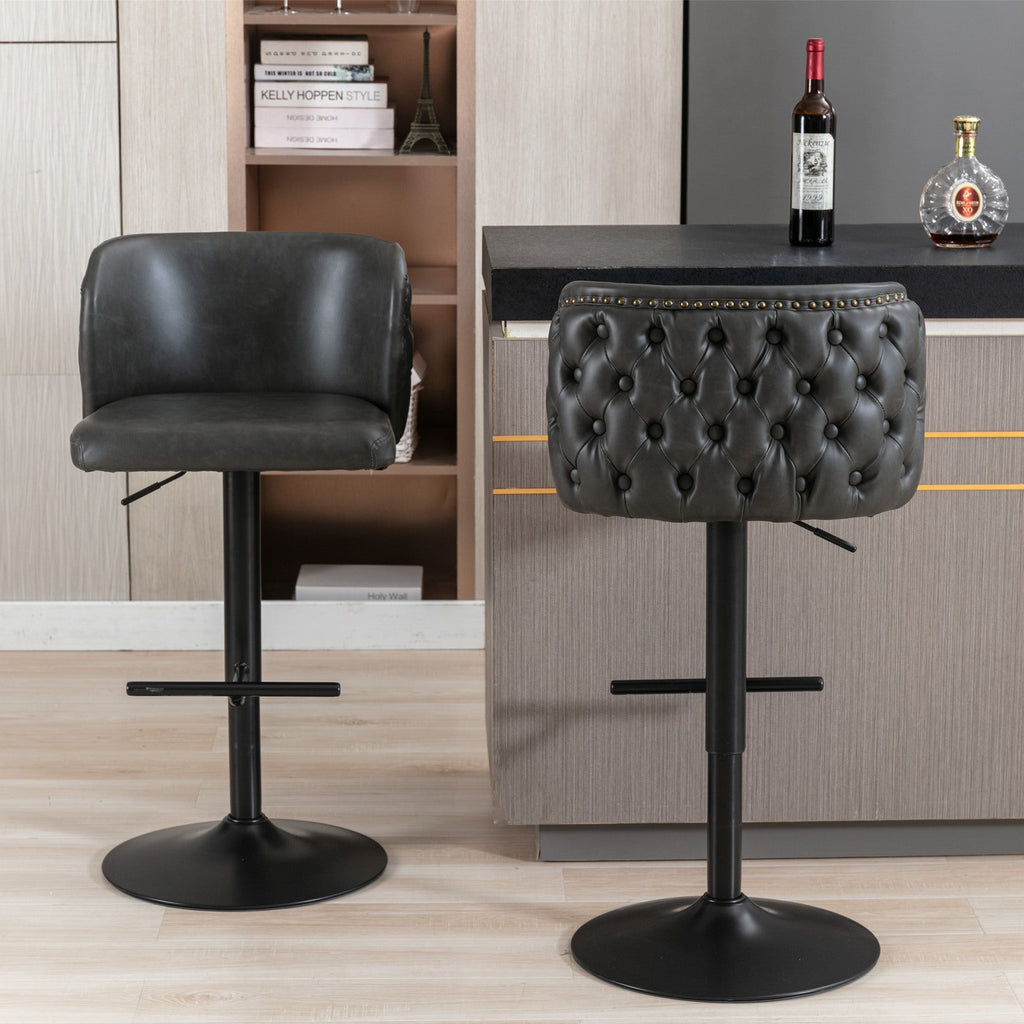 Set of 2 Modern PU Upholstered Swivel Barstools