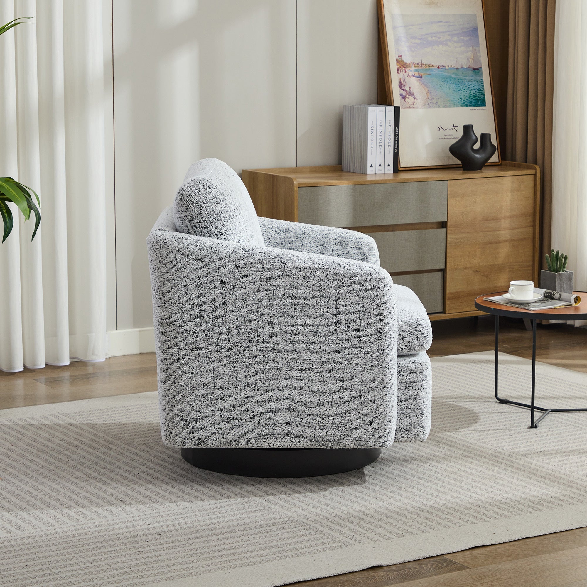 31.5"W  Comfy Round Swivel Accent Chair