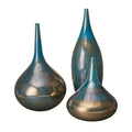 Blue and Bronze Decorative Glass Vases 3-Piece Set