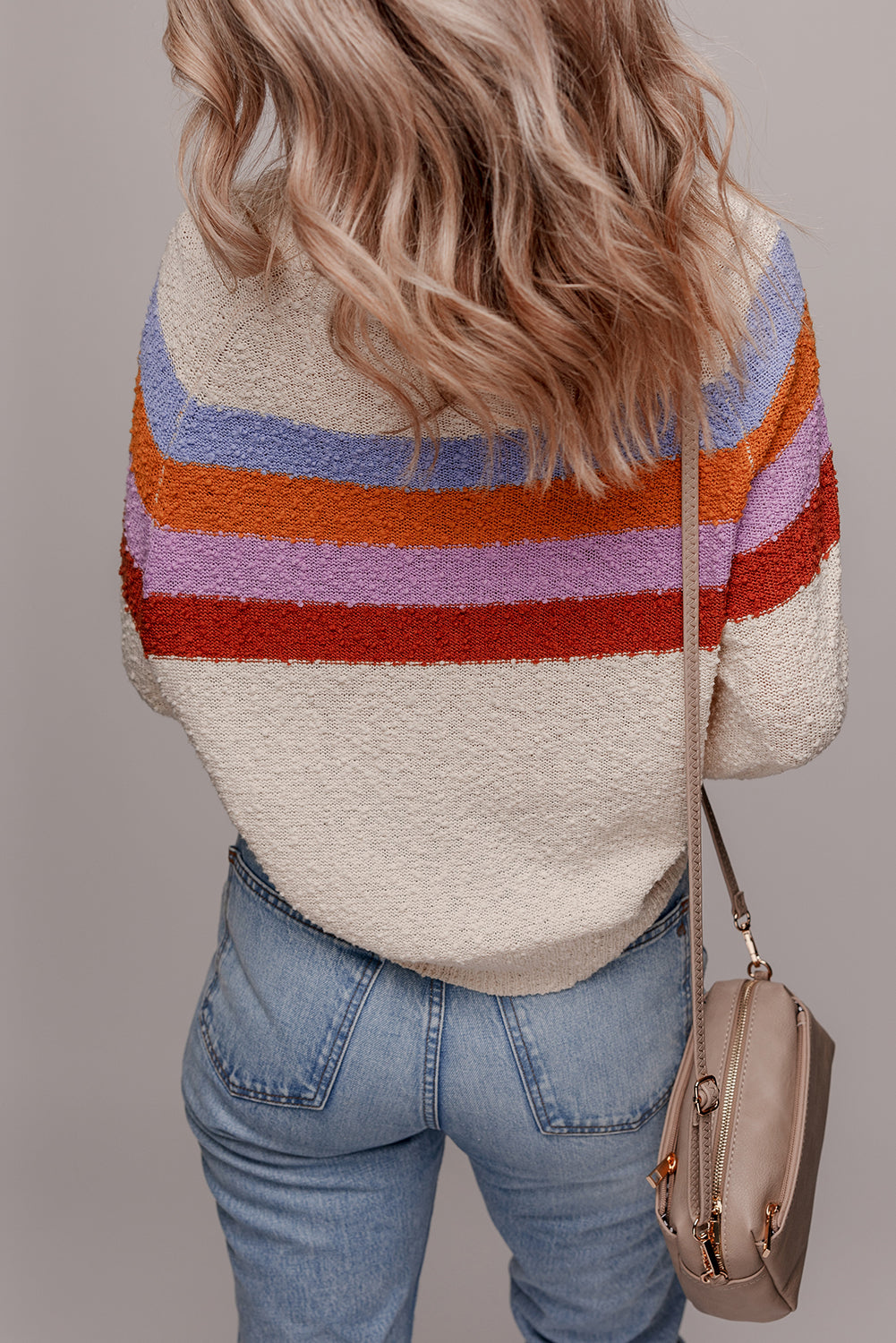 Ayla Striped Color Block Loose Sleeve Chic Sweater - Threaded Pear