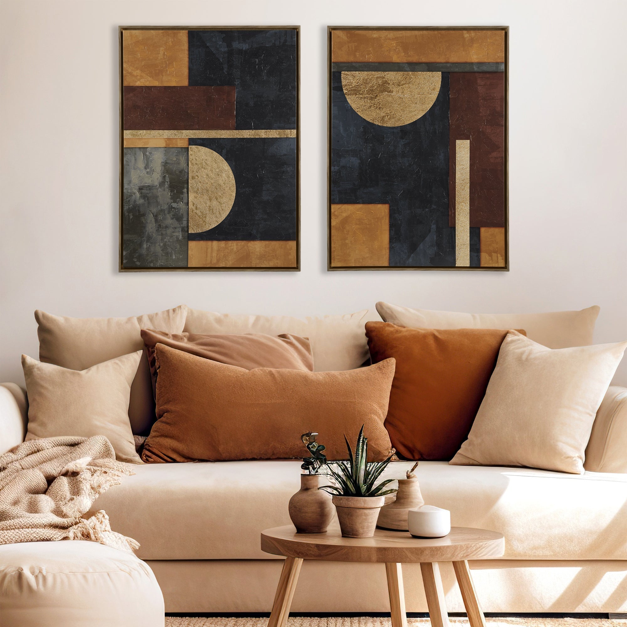 Hand-Embellished Abstract 2-Piece Framed Canvas