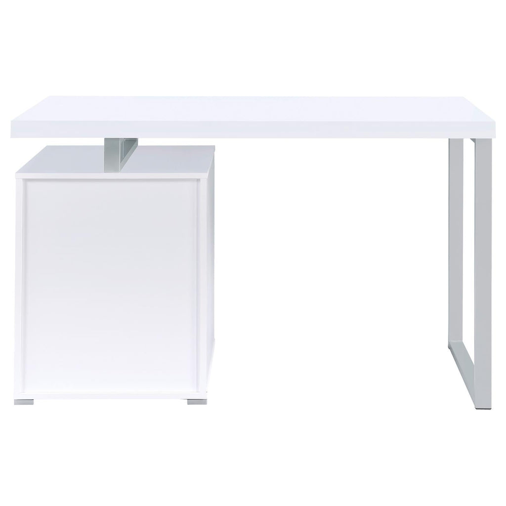 White 3-Drawer Reversible Office Desk