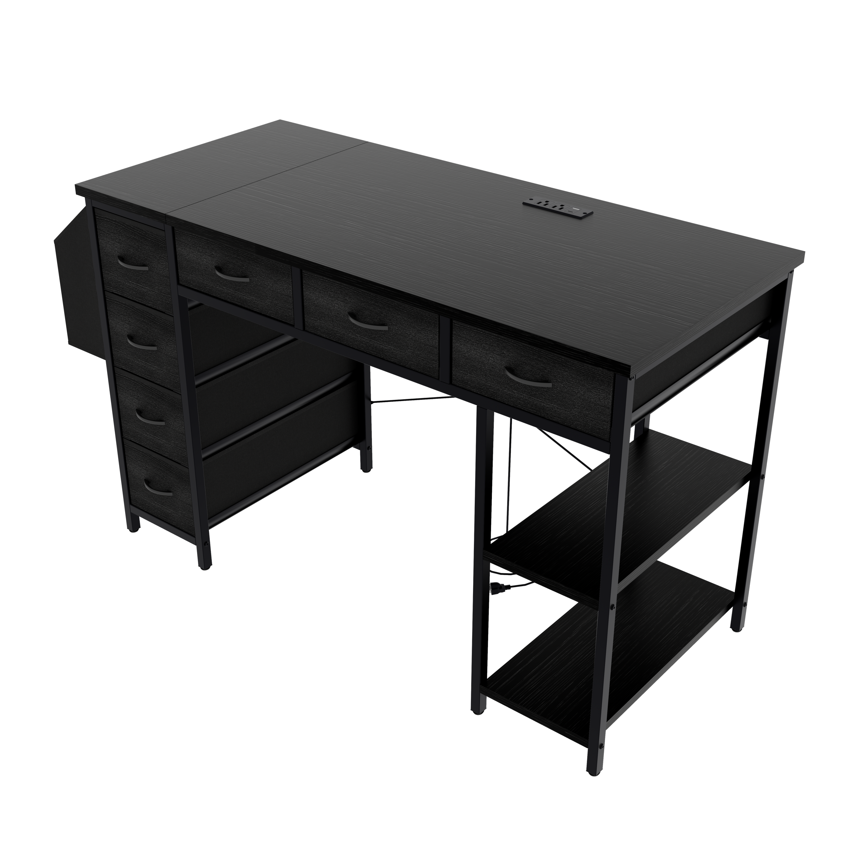 47.3' Computer Desk With 7 Drawers, Extra Large Side Pocket, and Power Outlets