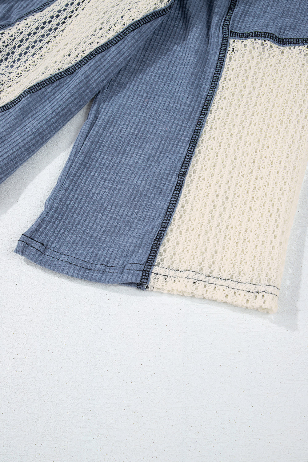 Ruby Crochet Detail Exposed Seam High Low Loose Top - Threaded Pear