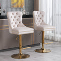 Set of 2 Thick Golden Swivel Velvet Barstools