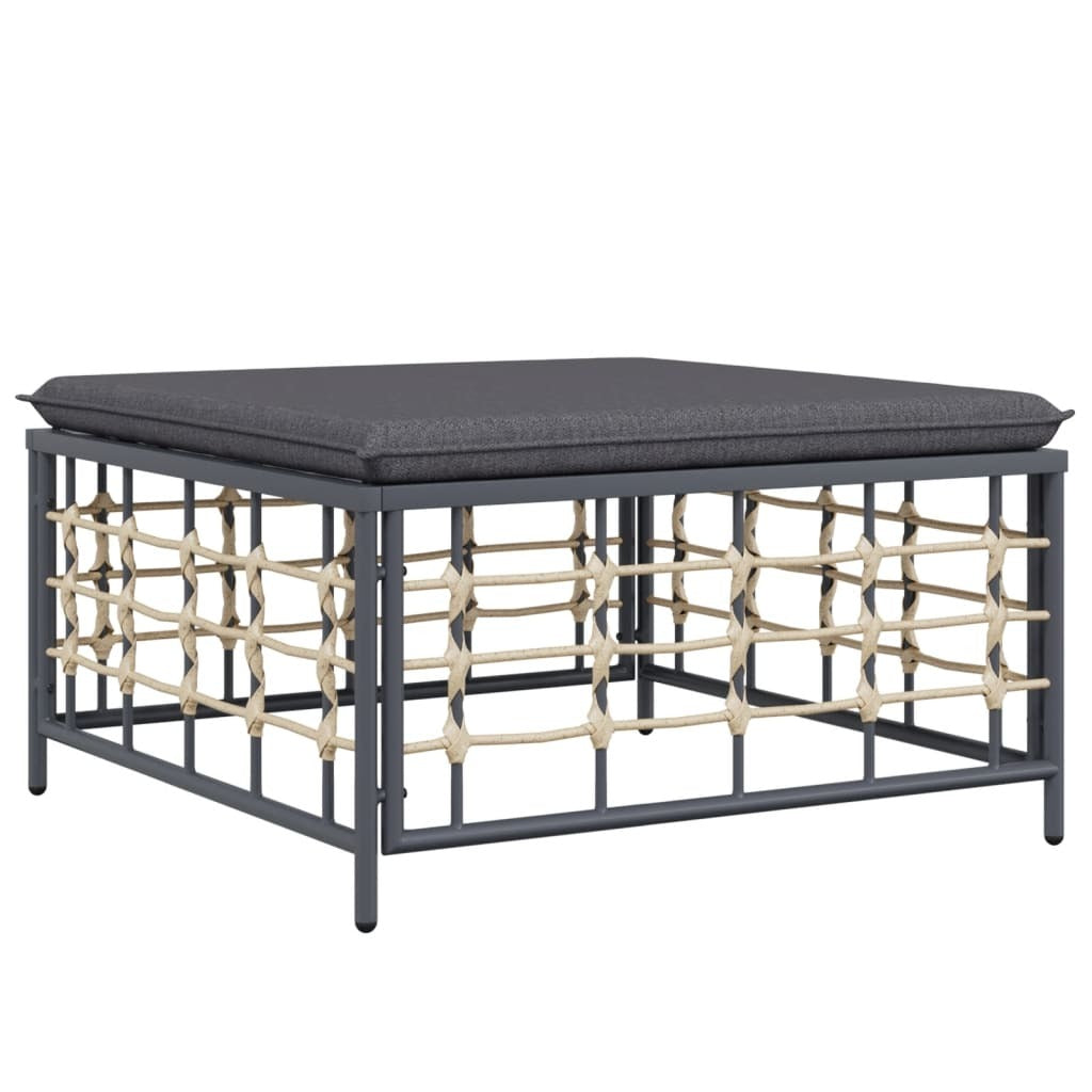 7 Piece Patio Lounge Set With Cushions Anthracite Poly Rattan