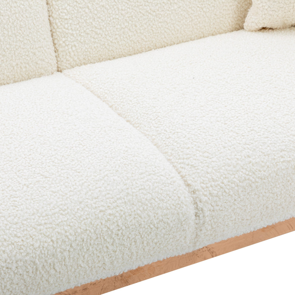 Velvet Accent Loveseat Sofa With Metal Feet
