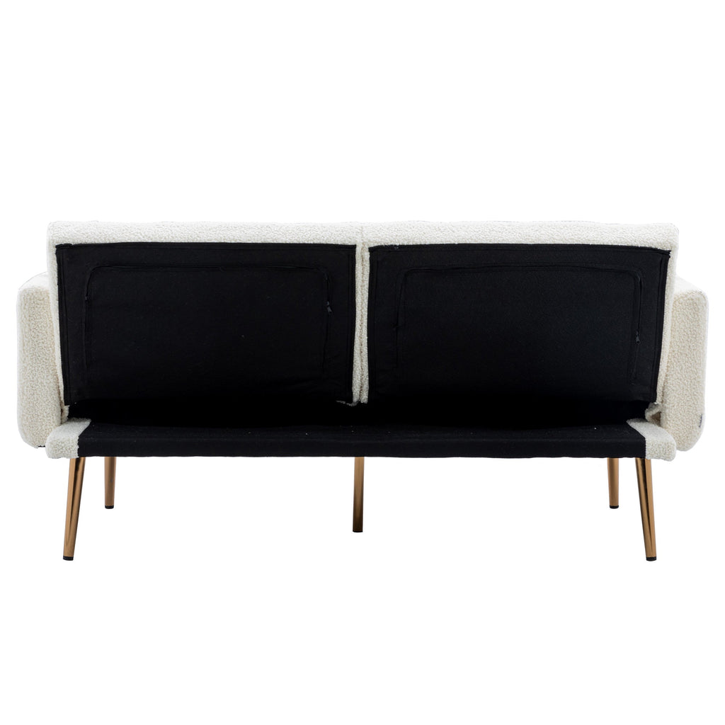 Velvet Accent Loveseat Sofa With Metal Feet