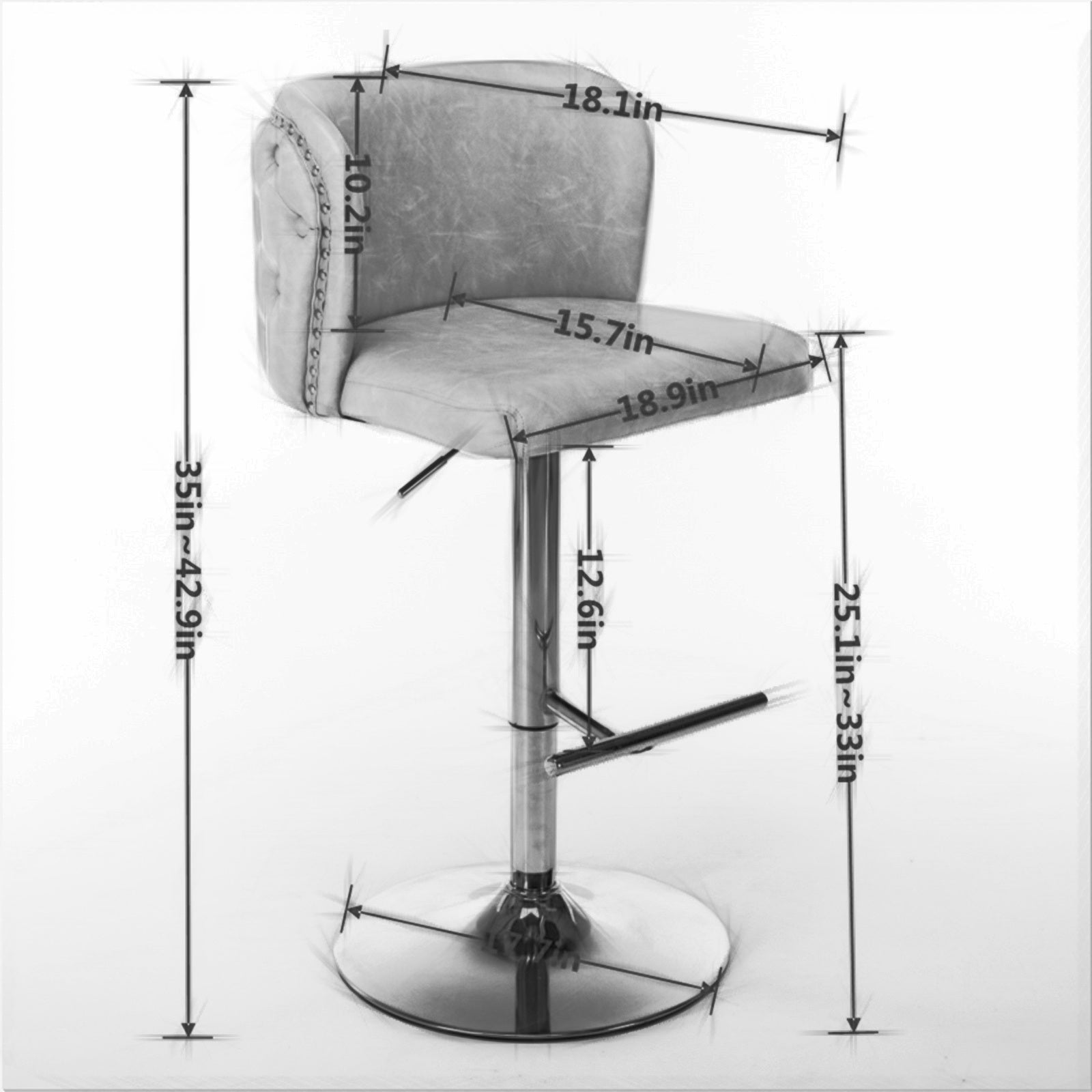 Set of 2 Modern PU Upholstered Swivel Barstools