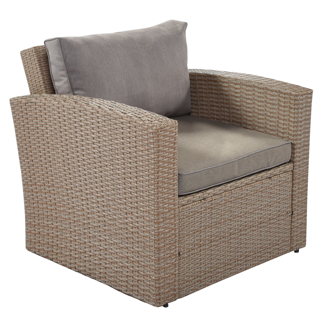 4-Piece Conversation Sofa Set With Beige Cushions