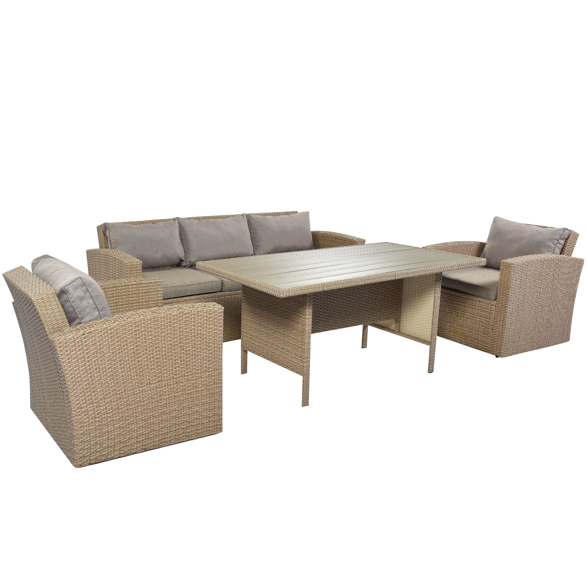 4-Piece Conversation Sofa Set With Beige Cushions
