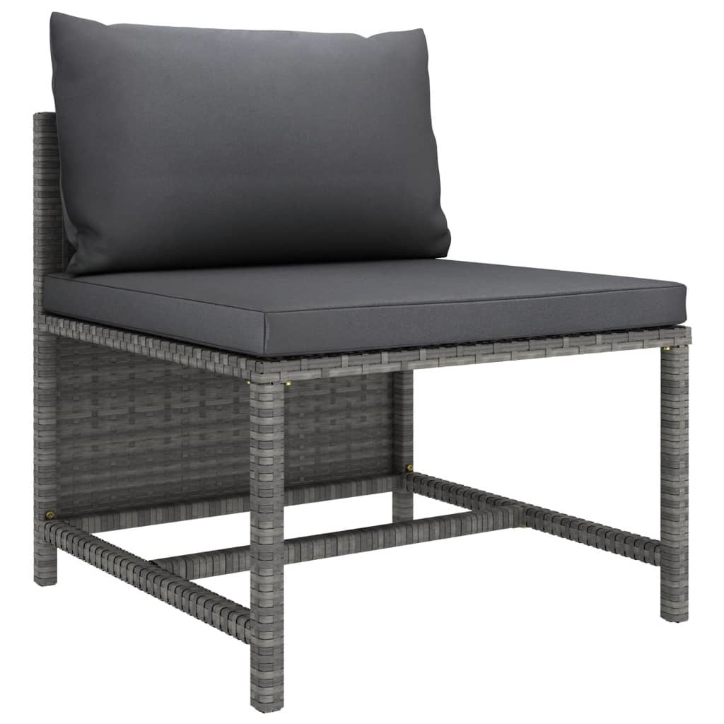 7 Piece Patio Lounge Set With Cushions Poly Rattan Gray
