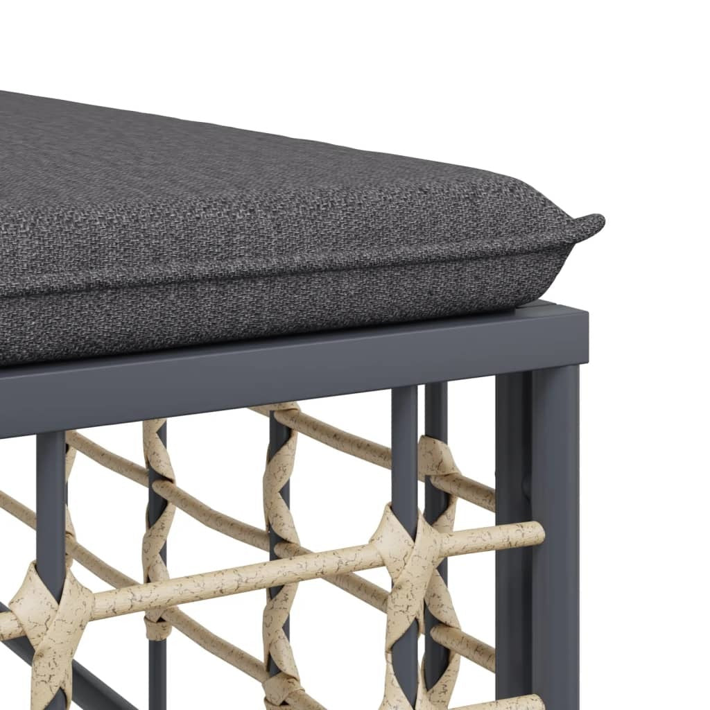7 Piece Patio Lounge Set With Cushions Anthracite Poly Rattan