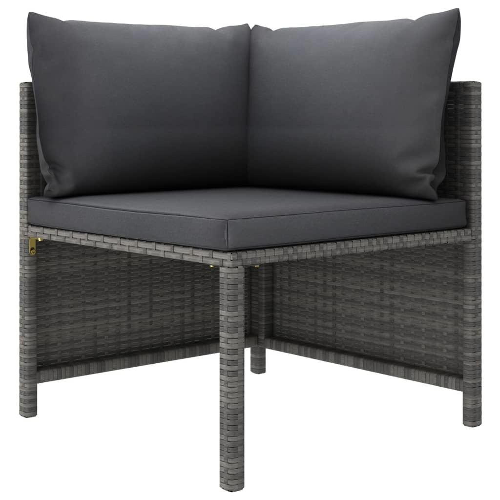 7 Piece Patio Lounge Set With Cushions Poly Rattan Gray