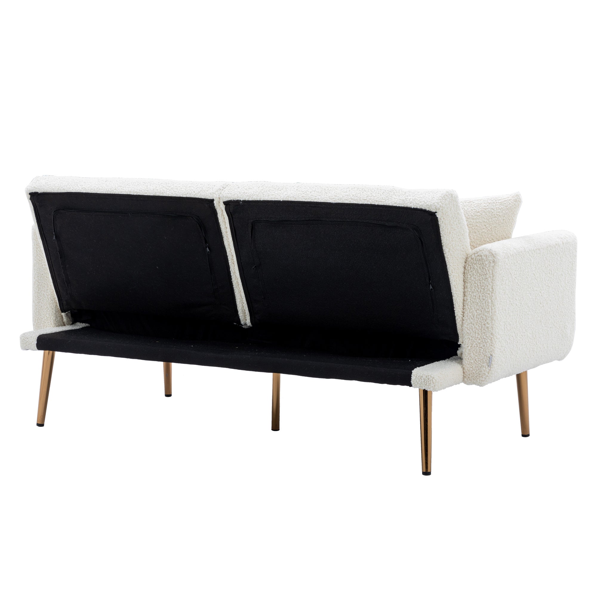 Velvet Accent Loveseat Sofa With Metal Feet