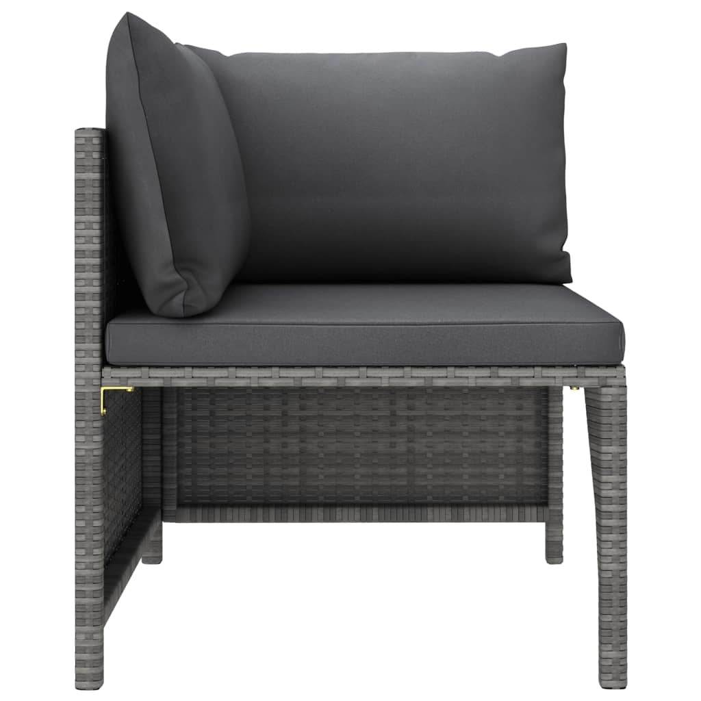 7 Piece Patio Lounge Set With Cushions Poly Rattan Gray