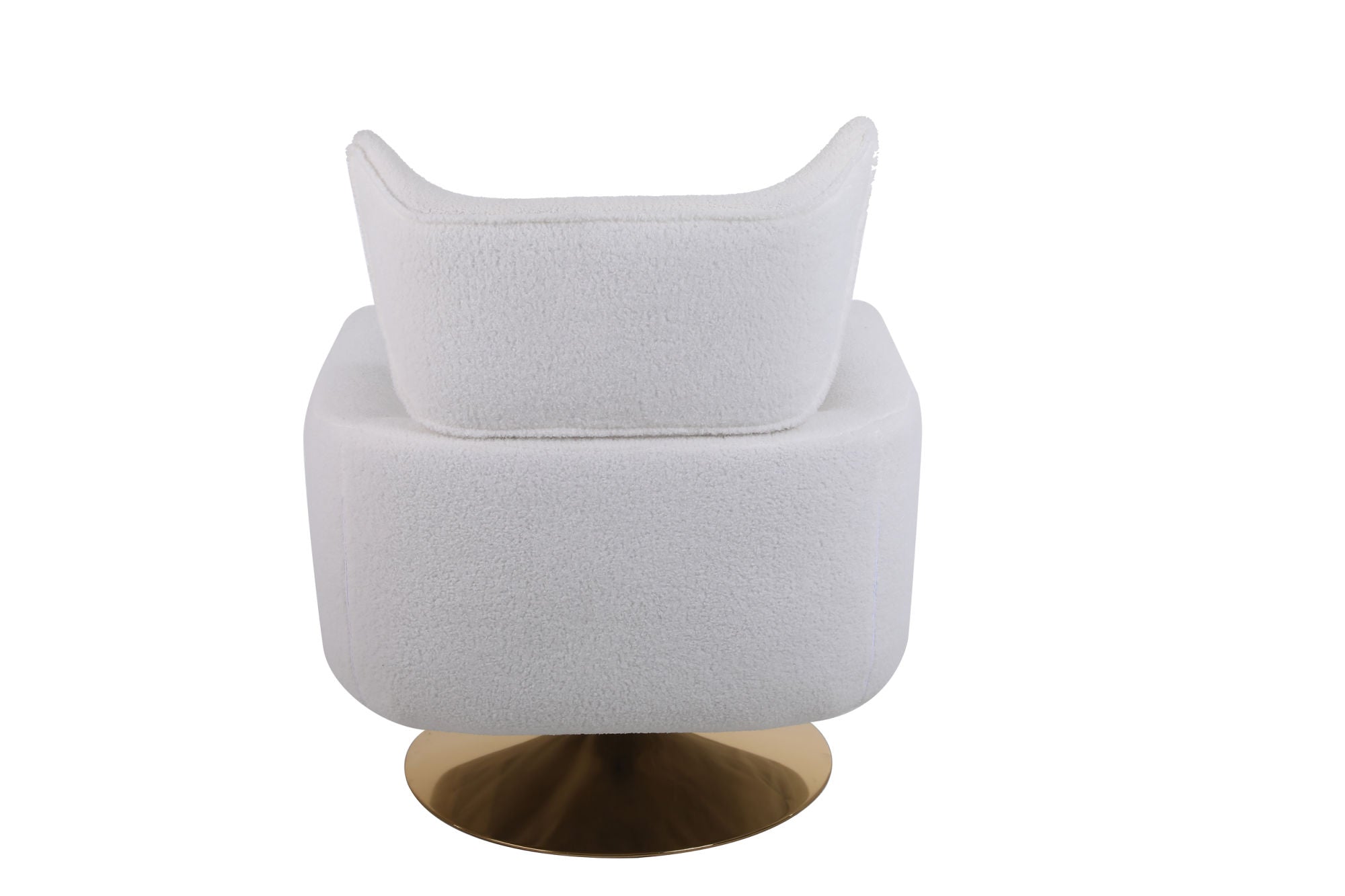 Classic Mid-Century 360-Degree Swivel Accent Chair, White Teddy Fabric