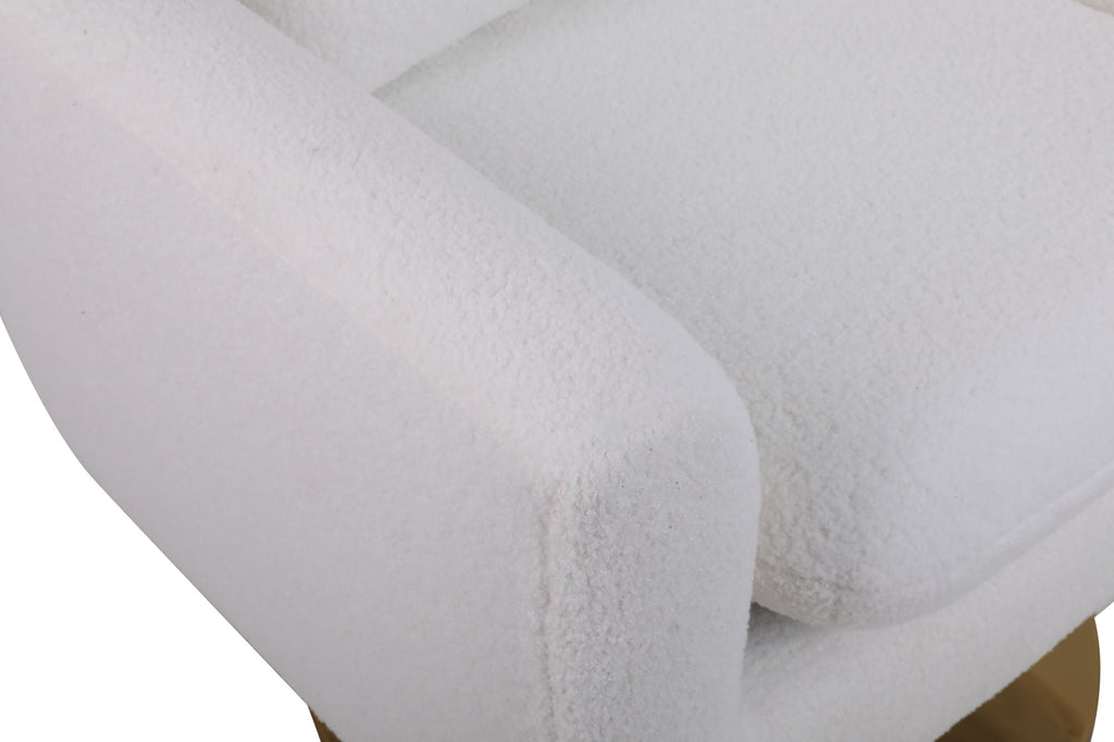 Classic Mid-Century 360-Degree Swivel Accent Chair, White Teddy Fabric
