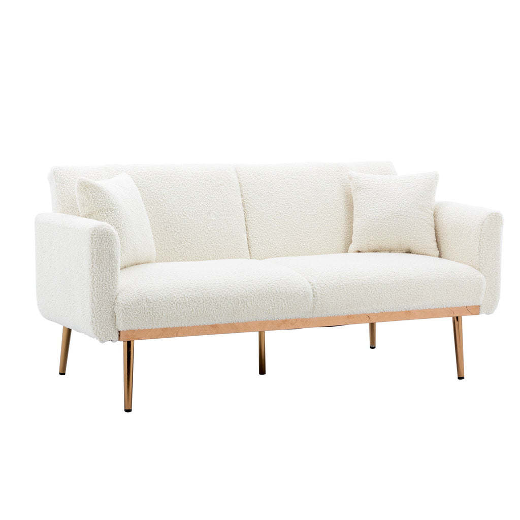 Velvet Accent Loveseat Sofa With Metal Feet