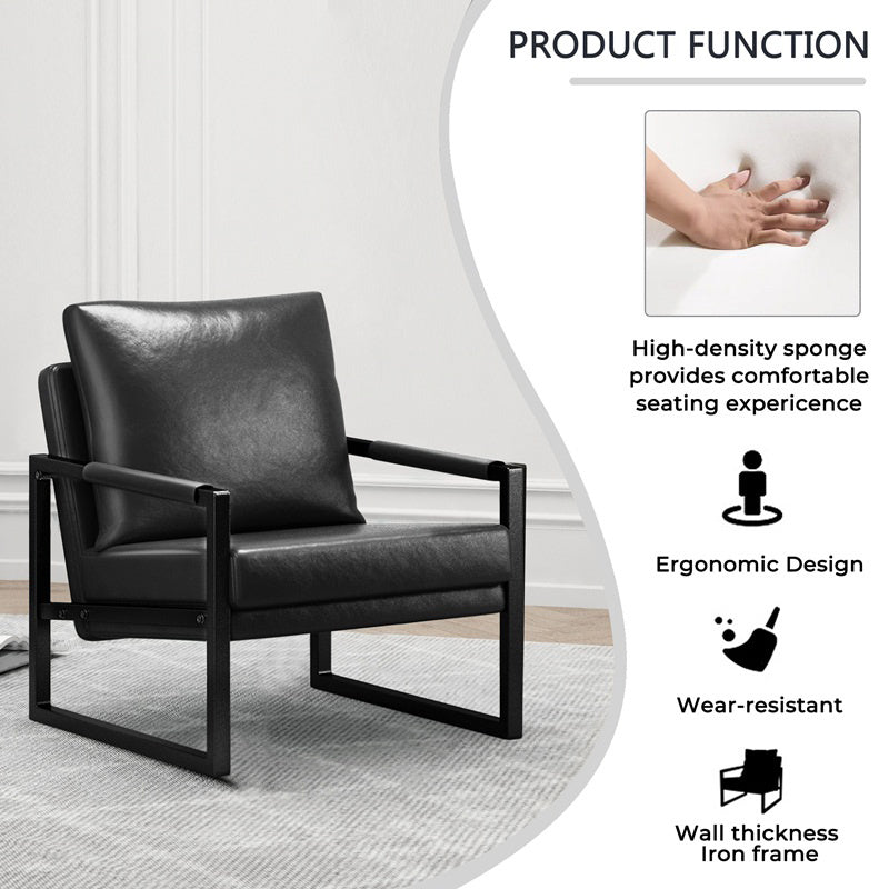 PU Leather Accent Mid Century Arm Chair