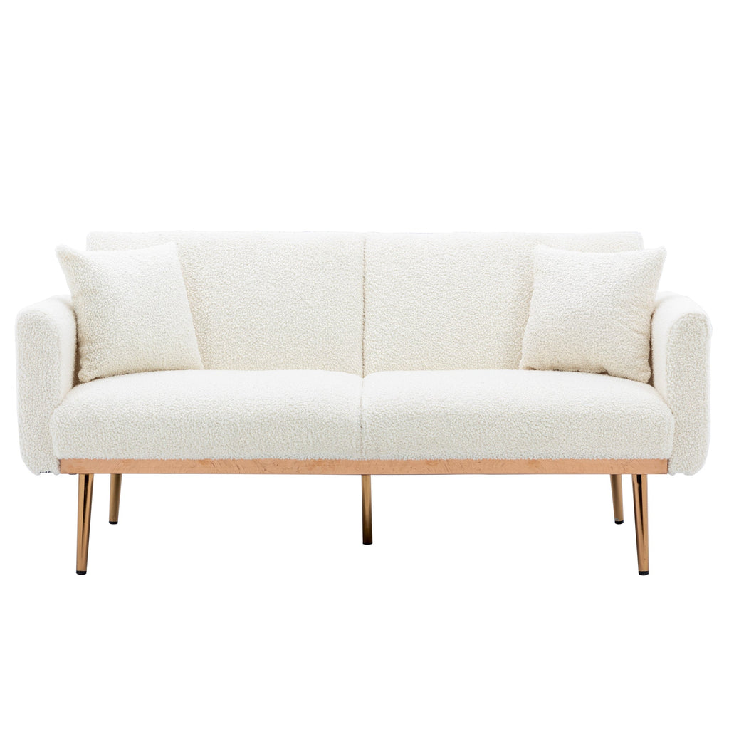 Velvet Accent Loveseat Sofa With Metal Feet