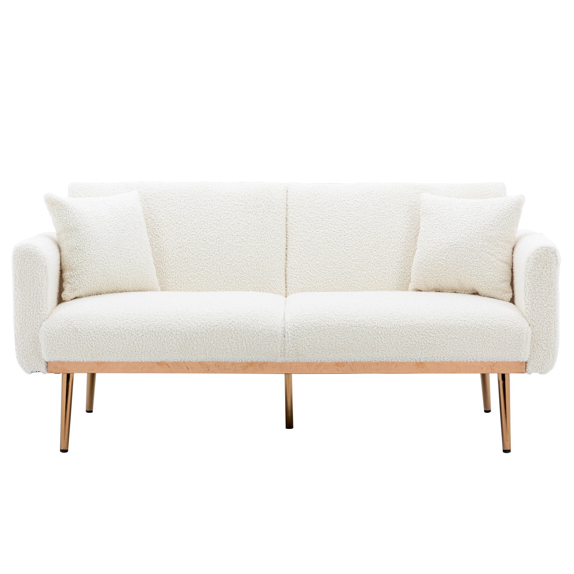 Velvet Accent Loveseat Sofa With Metal Feet