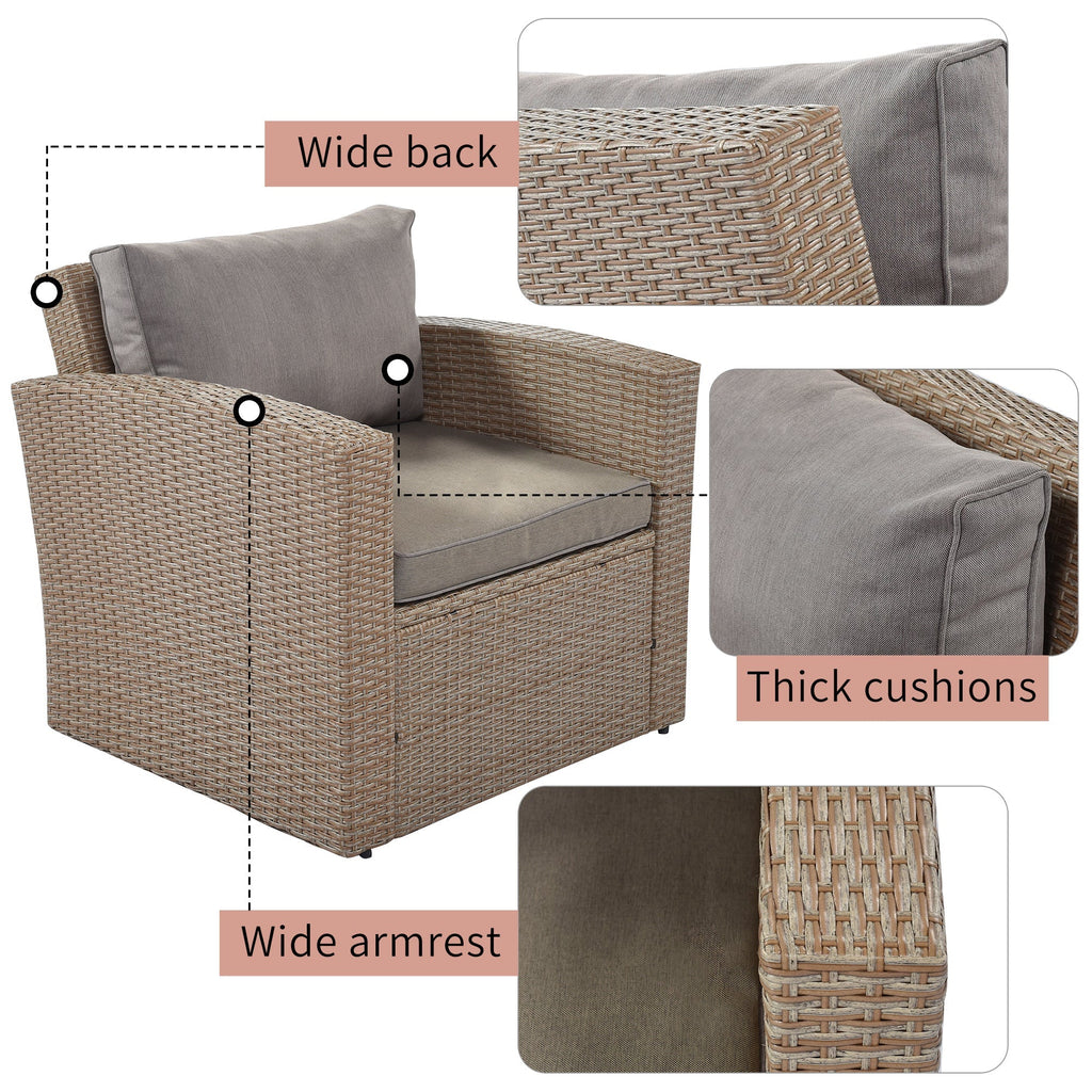 4-Piece Conversation Sofa Set With Beige Cushions