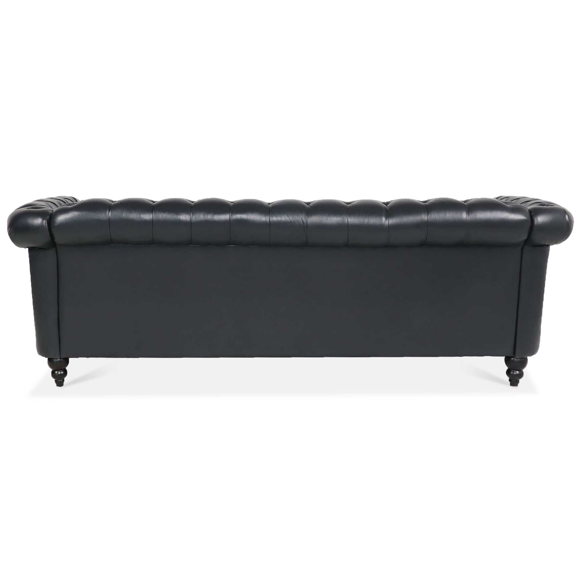 Black PU Rolled Arm Chesterfield Three Seater Sofa