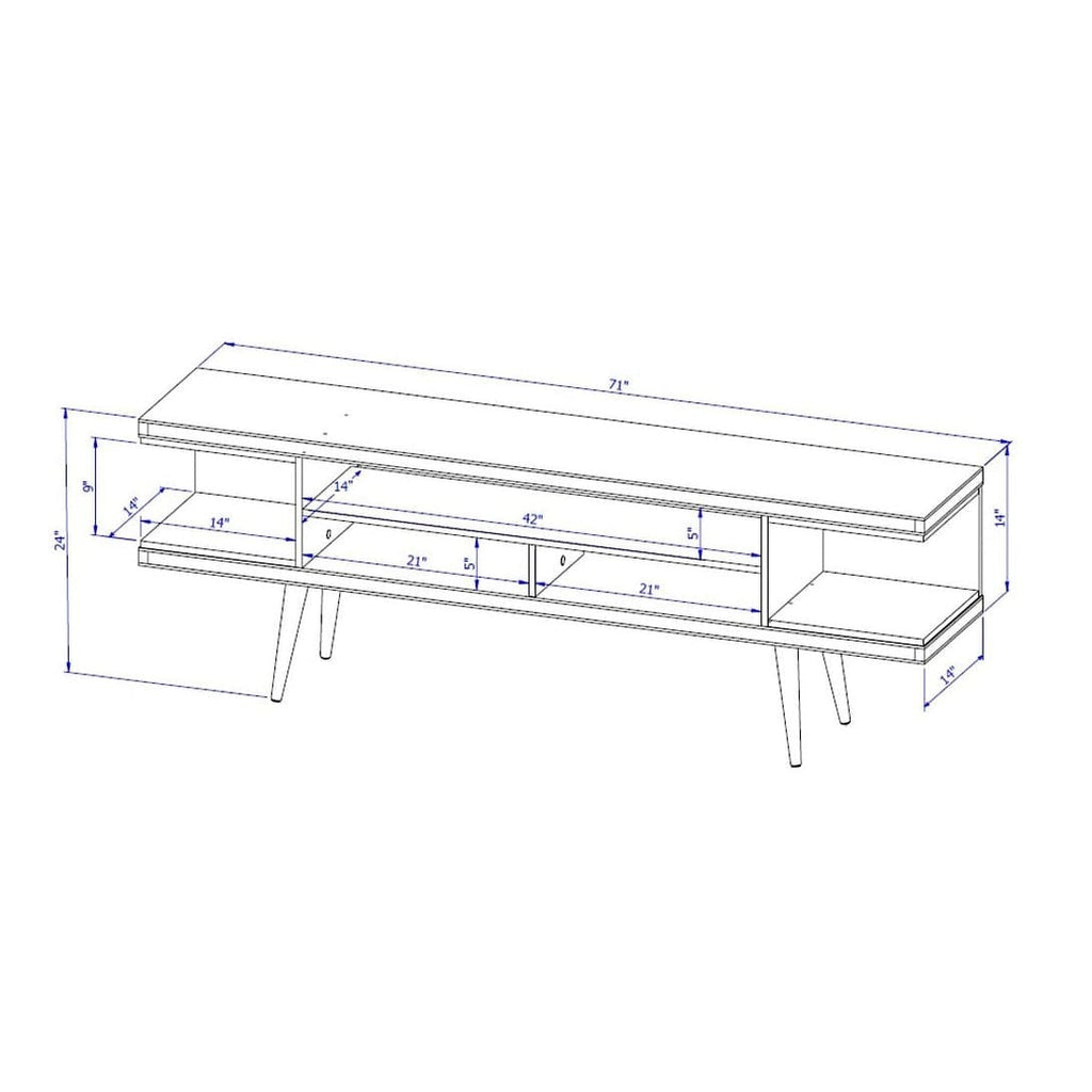 Manhattan Comfort Utopia 70" TV Stand With Splayed Wooden Legs