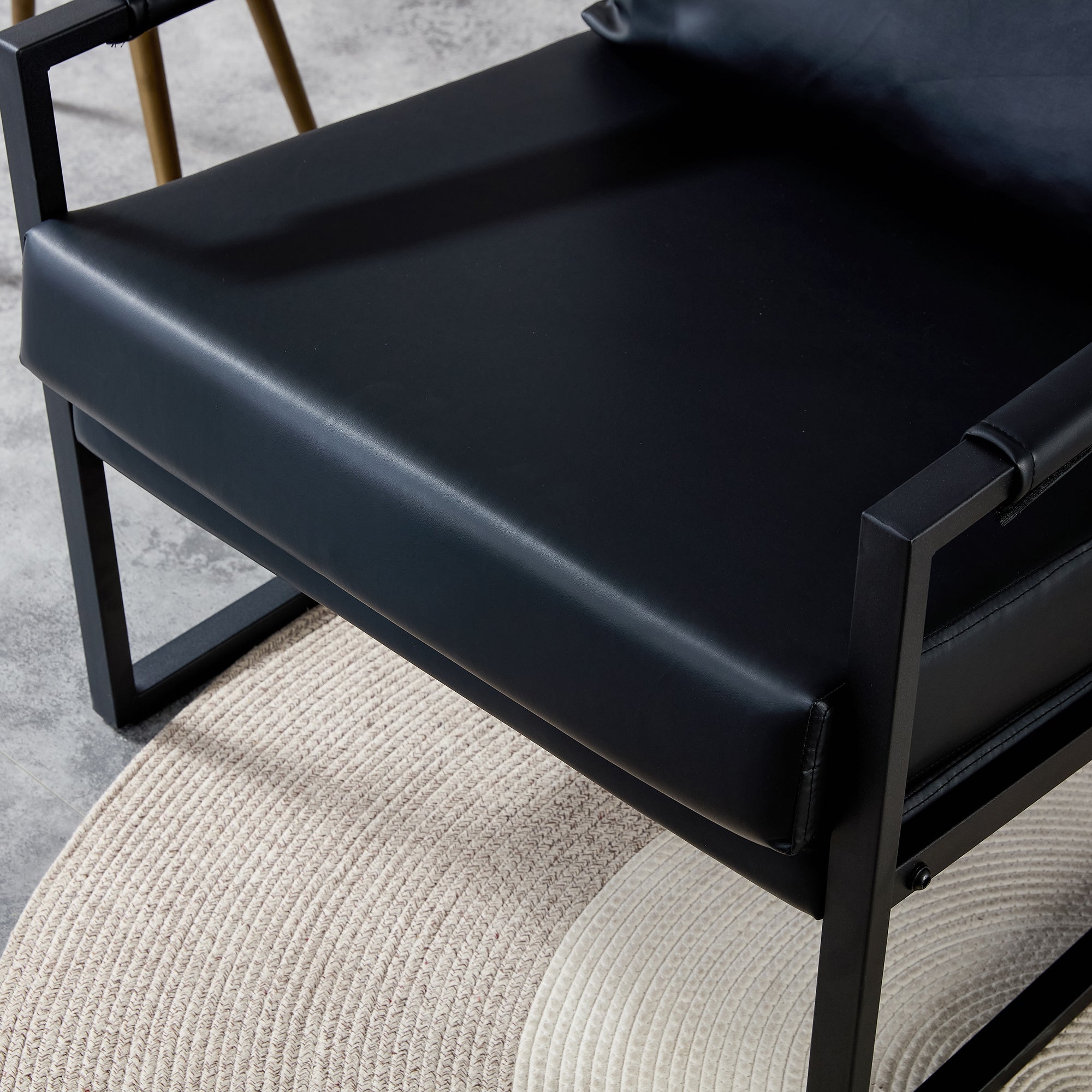 PU Leather Accent Mid Century Arm Chair