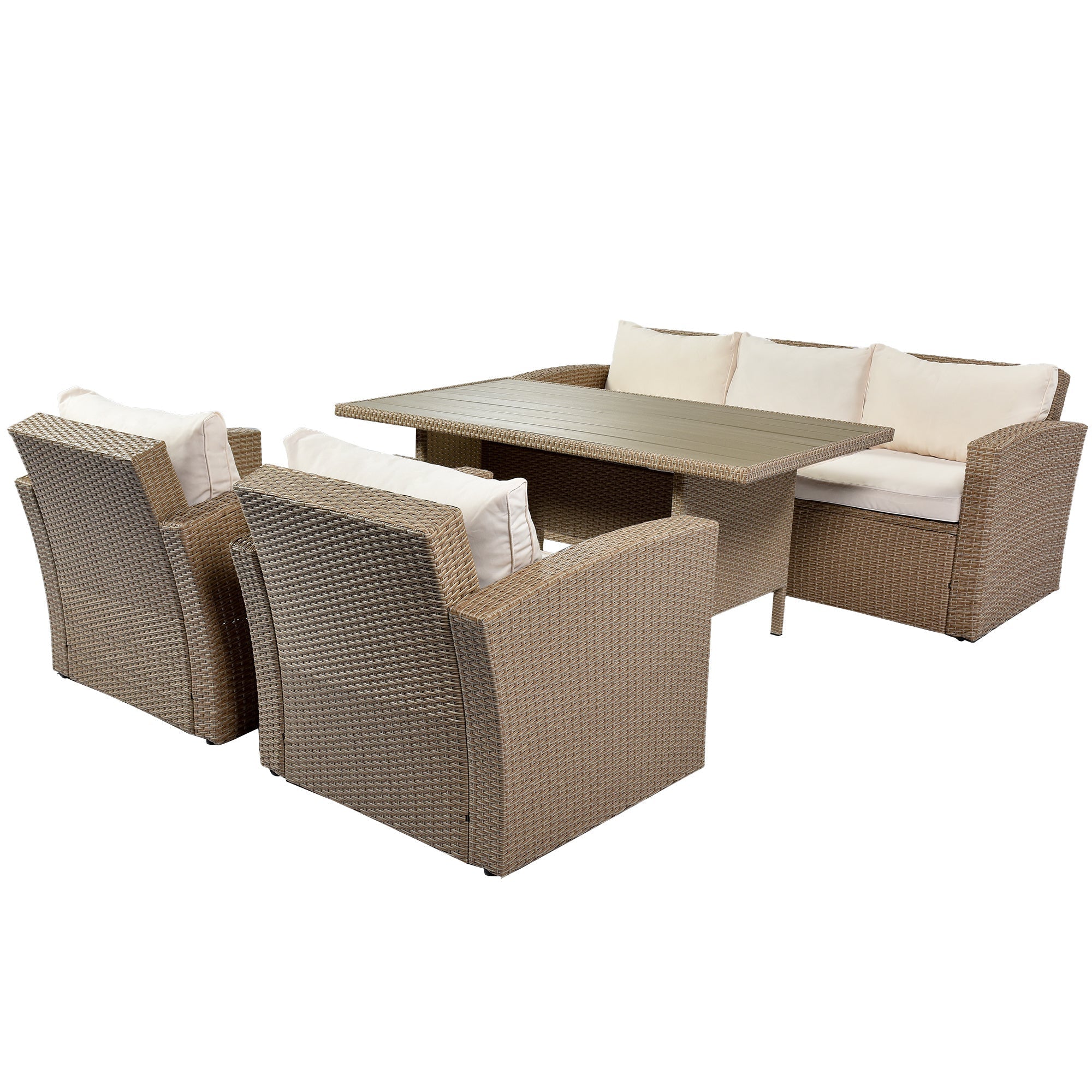 4-Piece Conversation Sofa Set With Beige Cushions