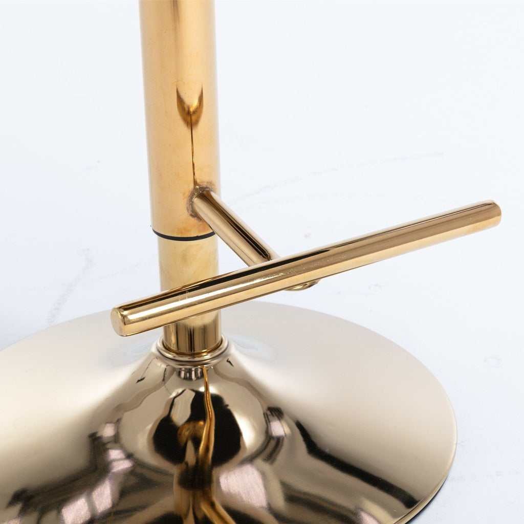 Set of 2 Thick Golden Swivel Velvet Barstools
