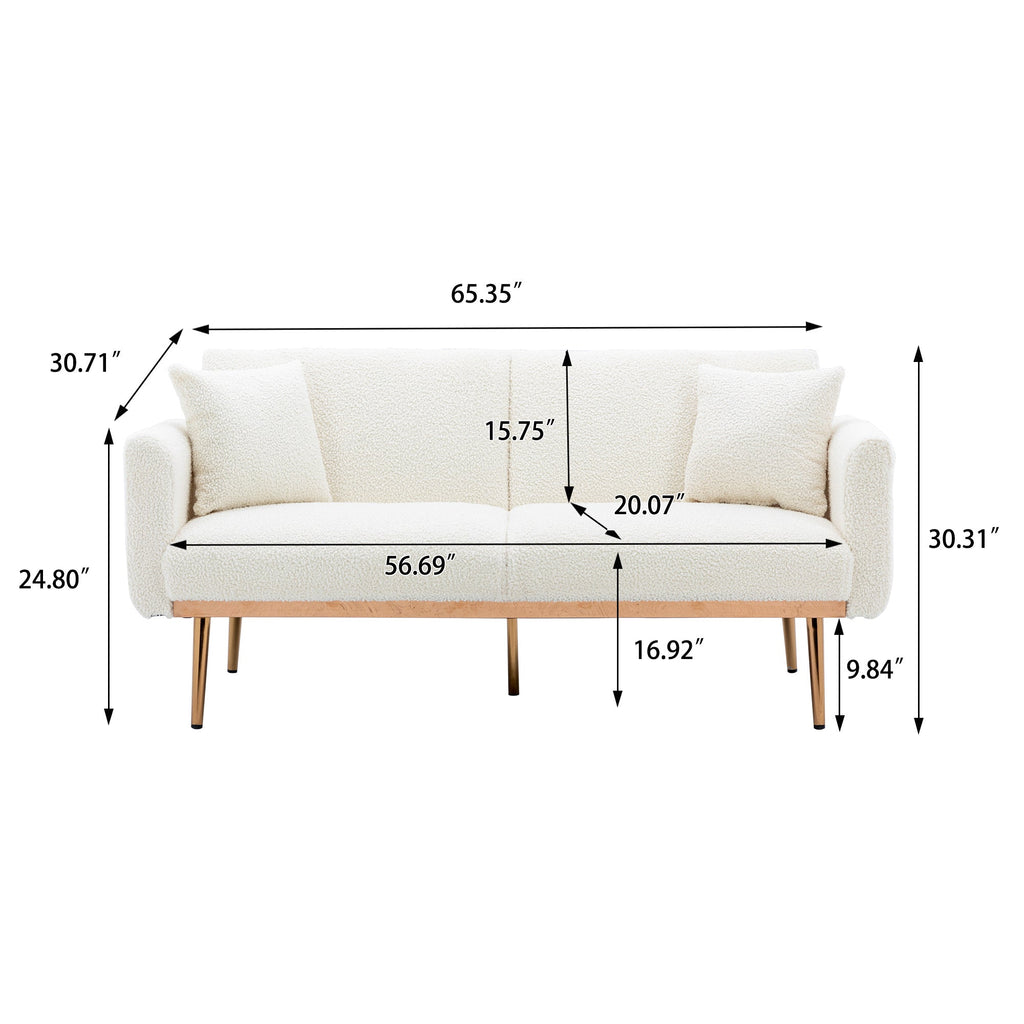 Velvet Accent Loveseat Sofa With Metal Feet