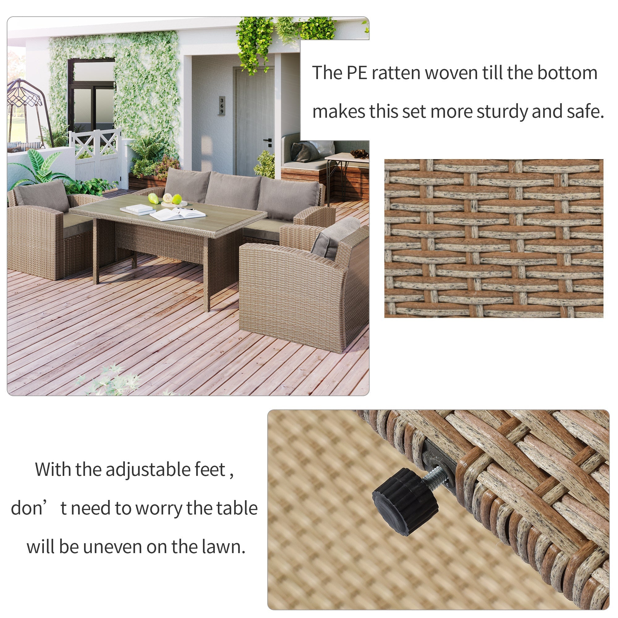 4-Piece Conversation Sofa Set With Beige Cushions