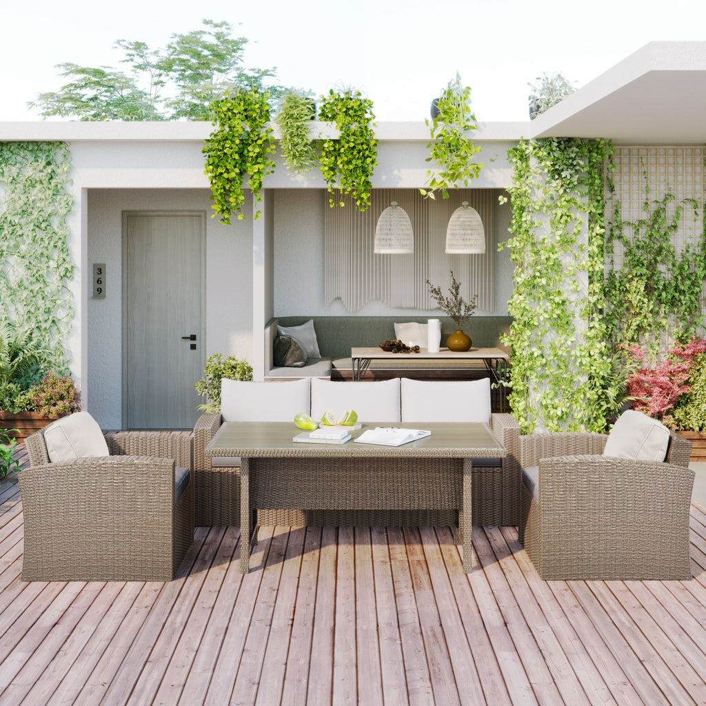 4-Piece Conversation Sofa Set With Beige Cushions