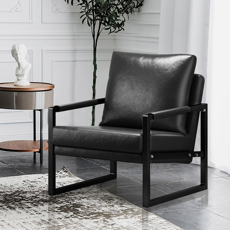 PU Leather Accent Mid Century Arm Chair