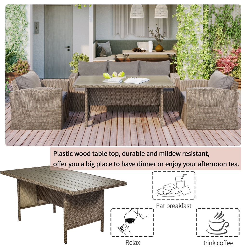 4-Piece Conversation Sofa Set With Beige Cushions