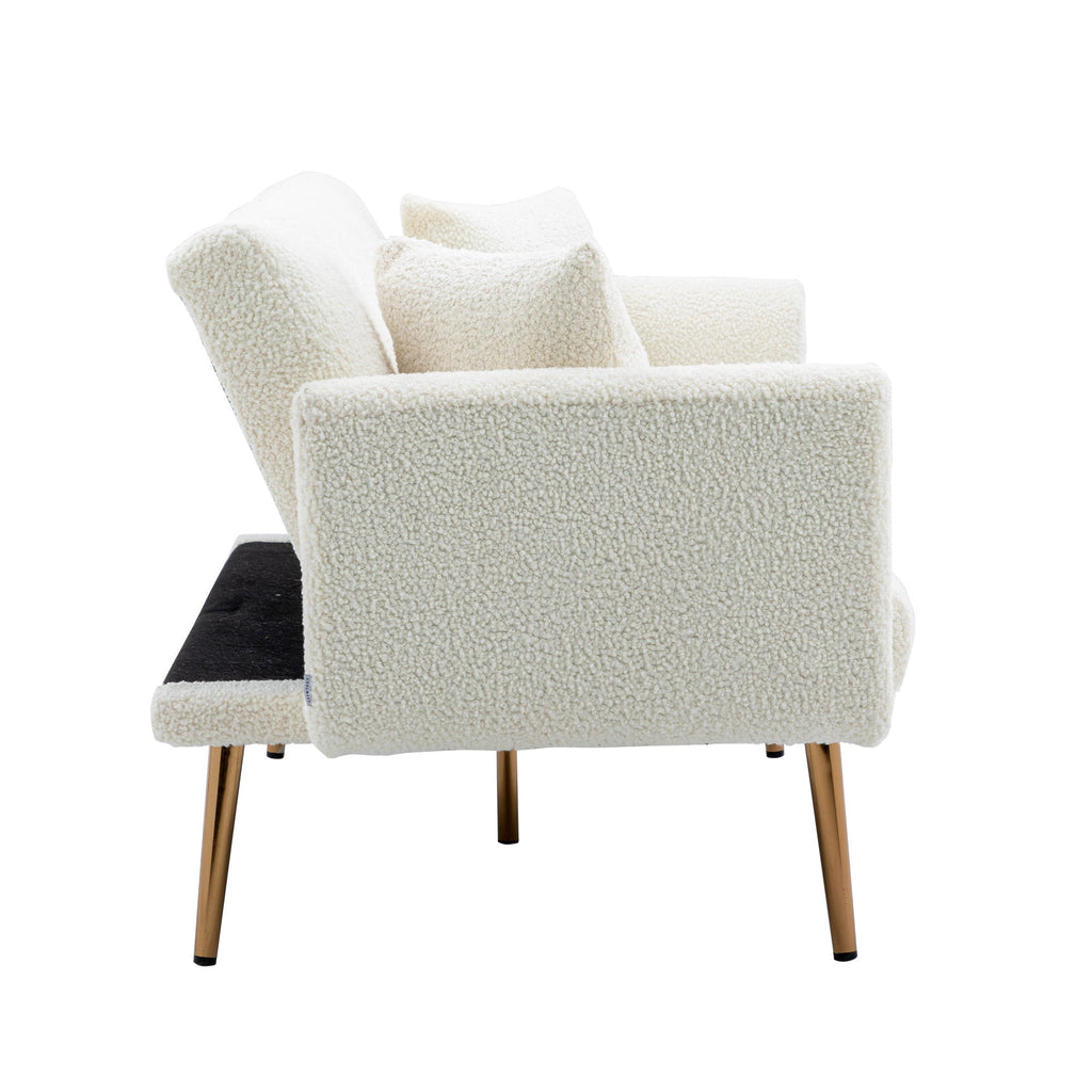 Velvet Accent Loveseat Sofa With Metal Feet