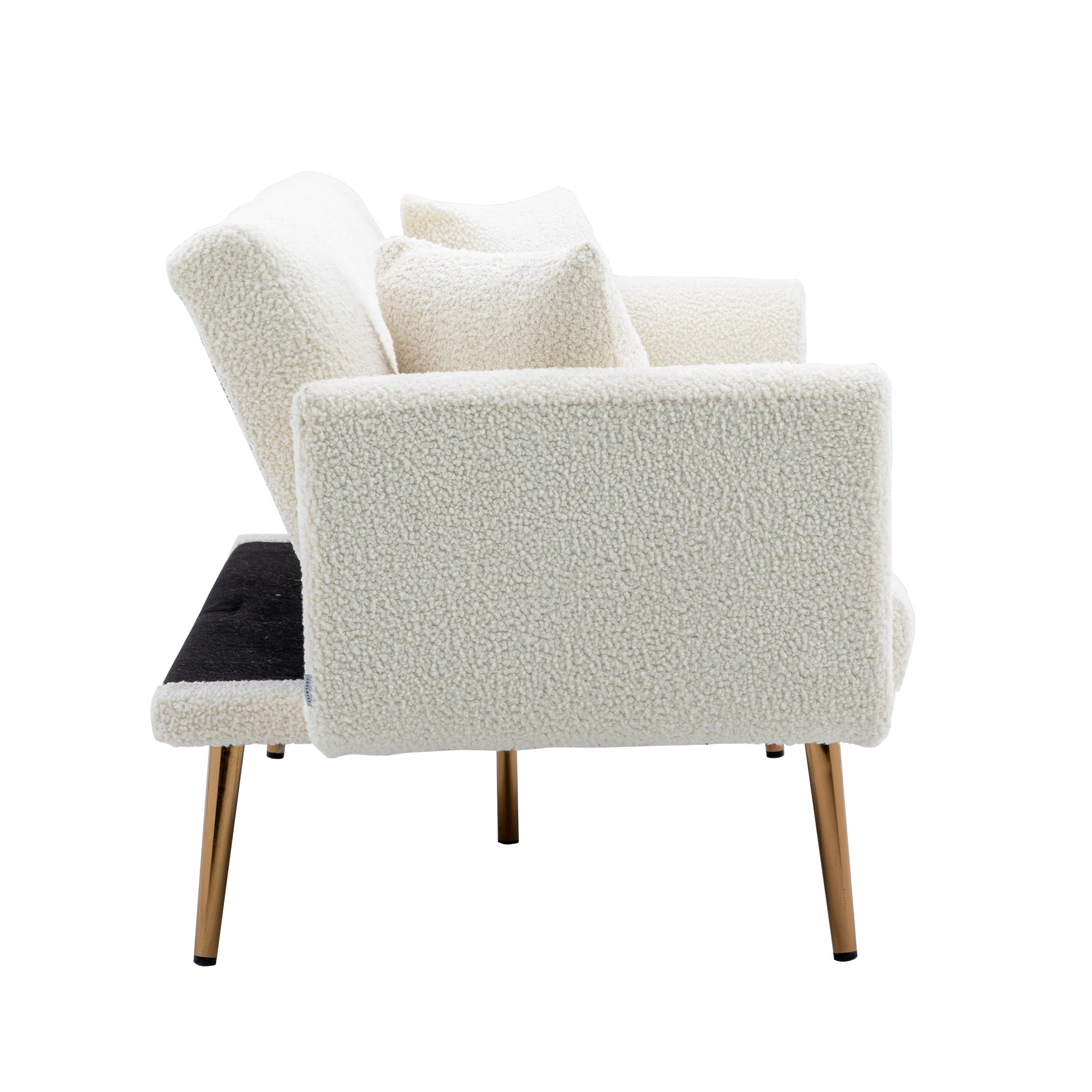 Velvet Accent Loveseat Sofa With Metal Feet