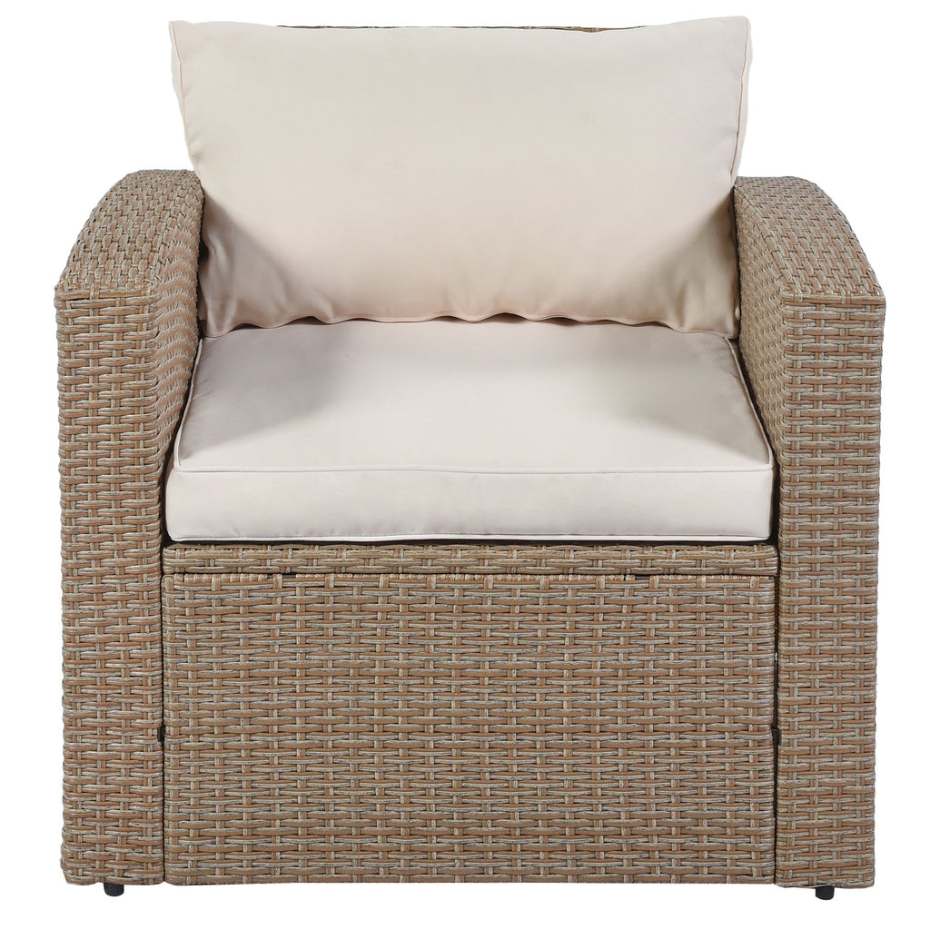 4-Piece Conversation Sofa Set With Beige Cushions