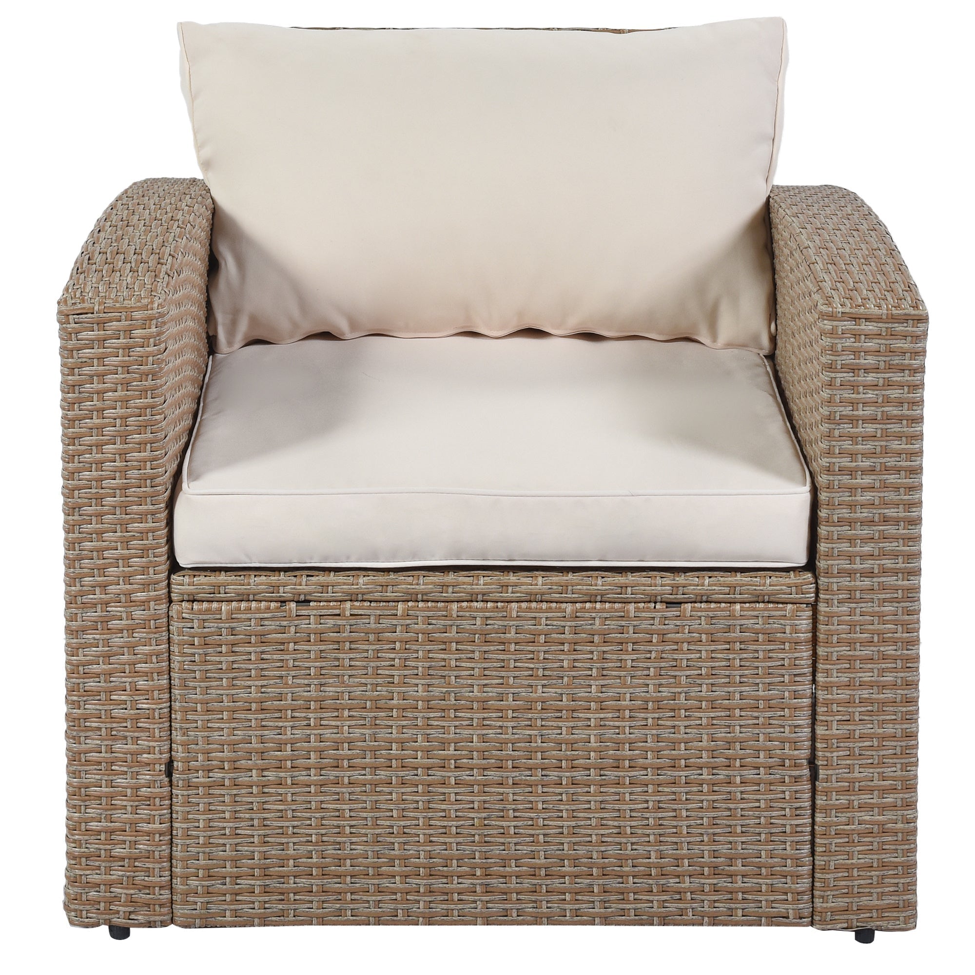 4-Piece Conversation Sofa Set With Beige Cushions