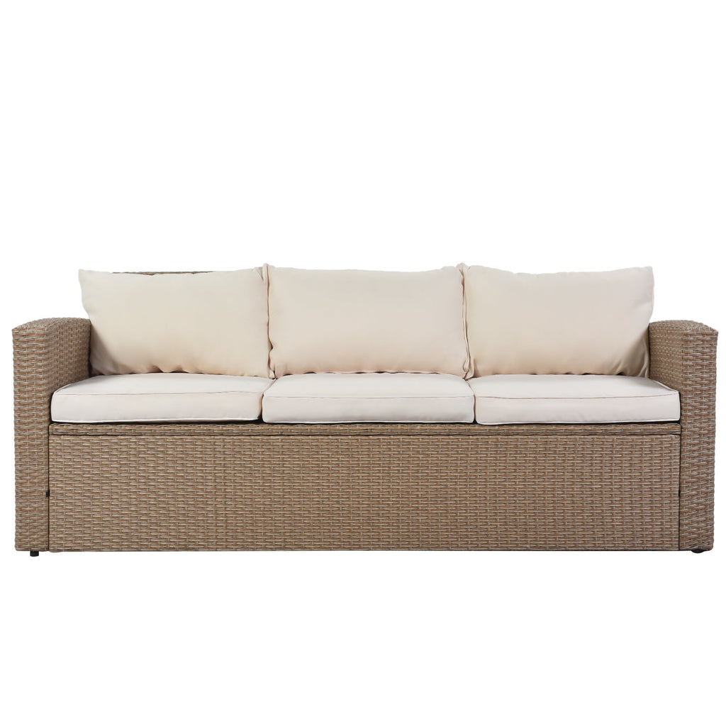4-Piece Conversation Sofa Set With Beige Cushions