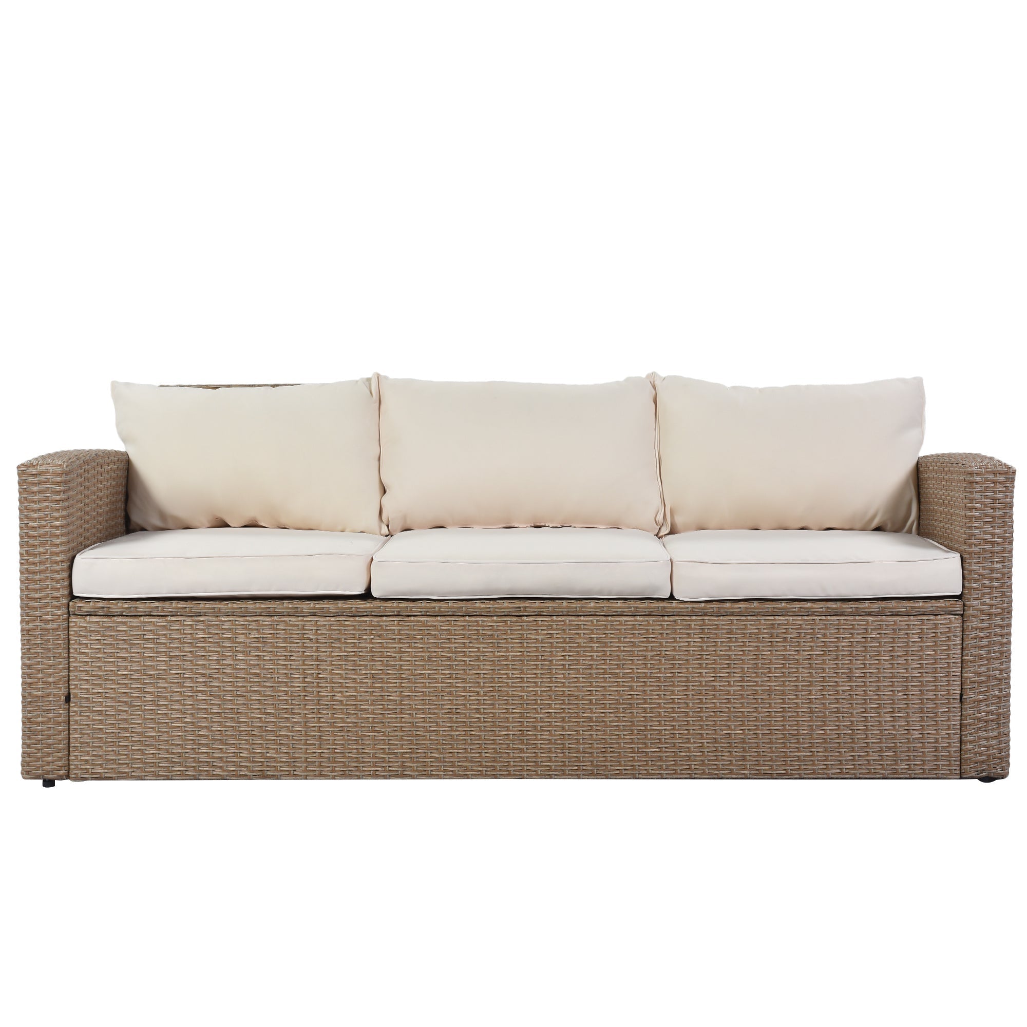 4-Piece Conversation Sofa Set With Beige Cushions