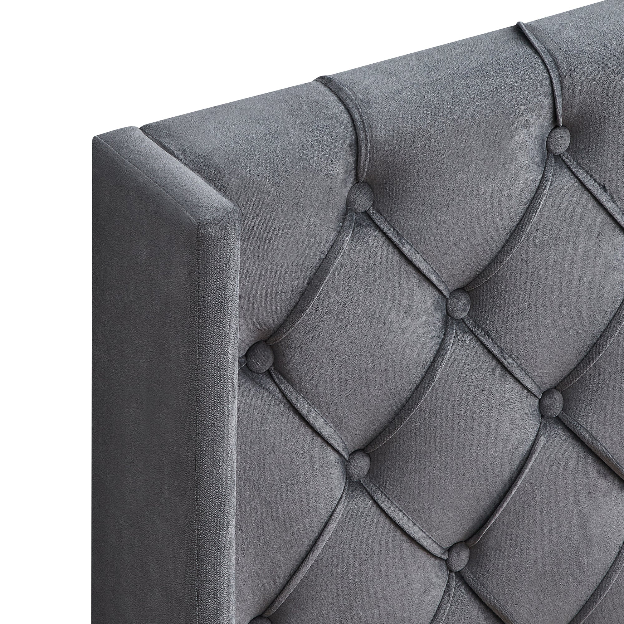 Upholstered Queen Bed With Wings Design