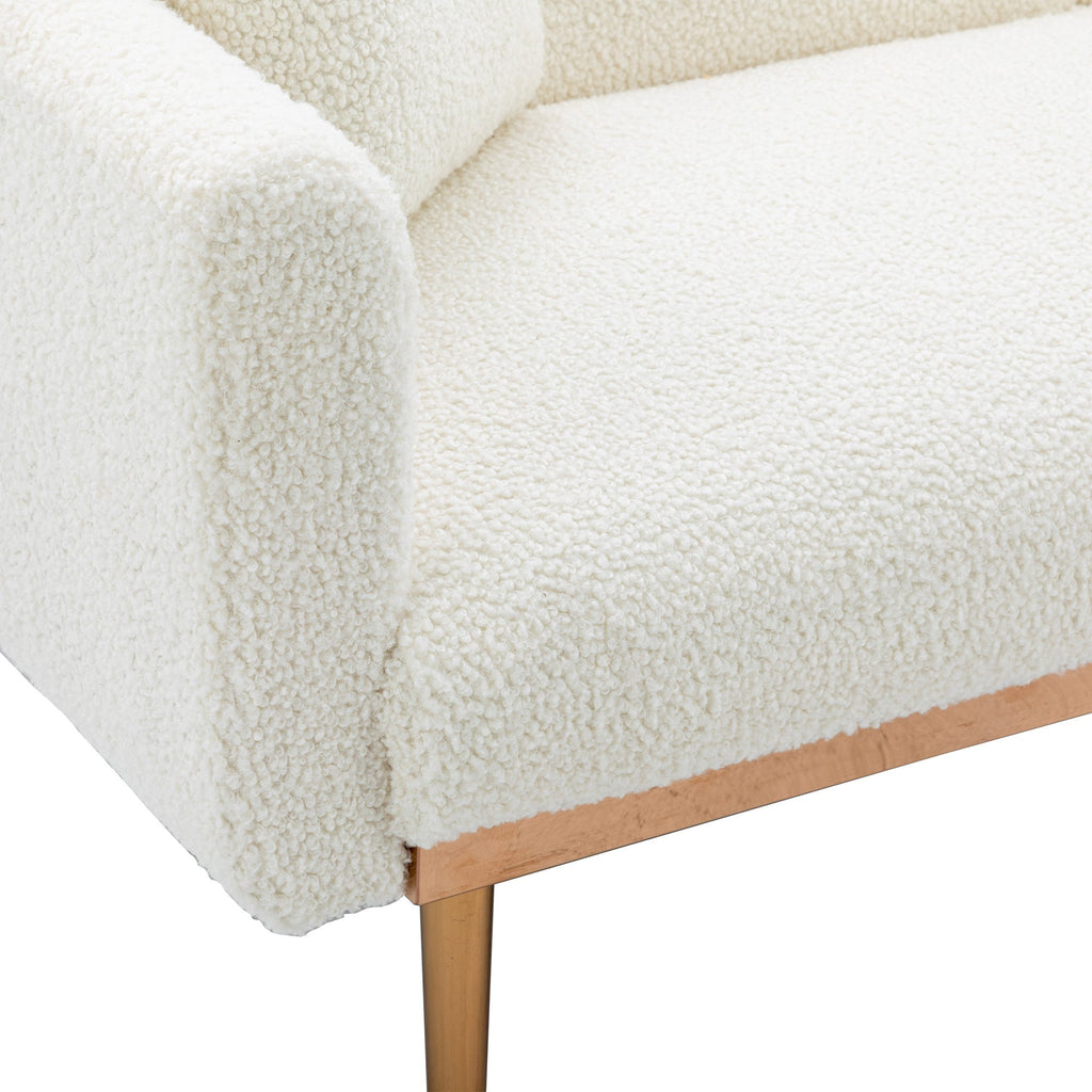 Velvet Accent Loveseat Sofa With Metal Feet