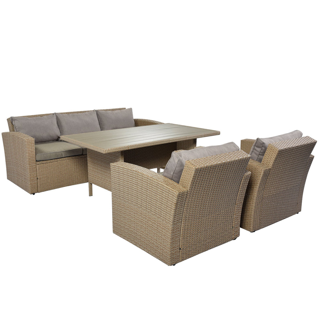 4-Piece Conversation Sofa Set With Beige Cushions