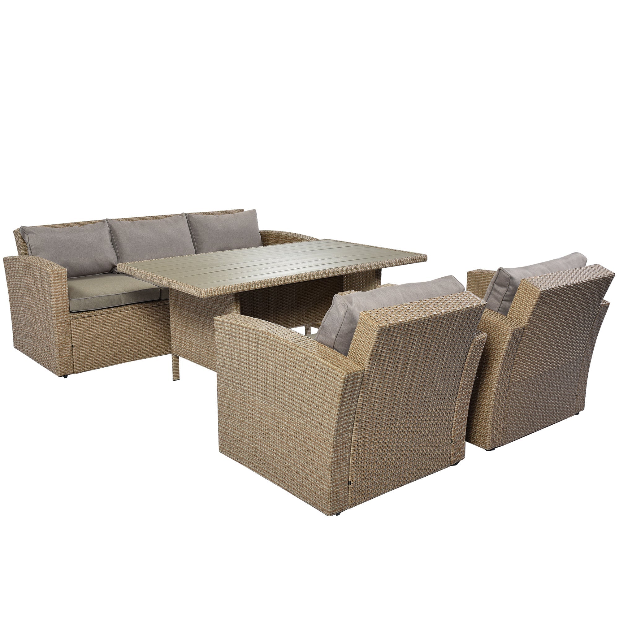 4-Piece Conversation Sofa Set With Beige Cushions