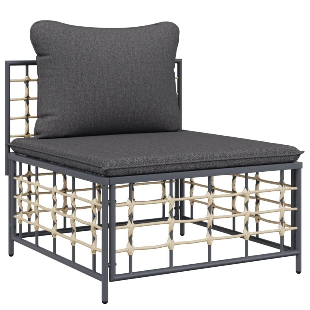 7 Piece Patio Lounge Set With Cushions Anthracite Poly Rattan