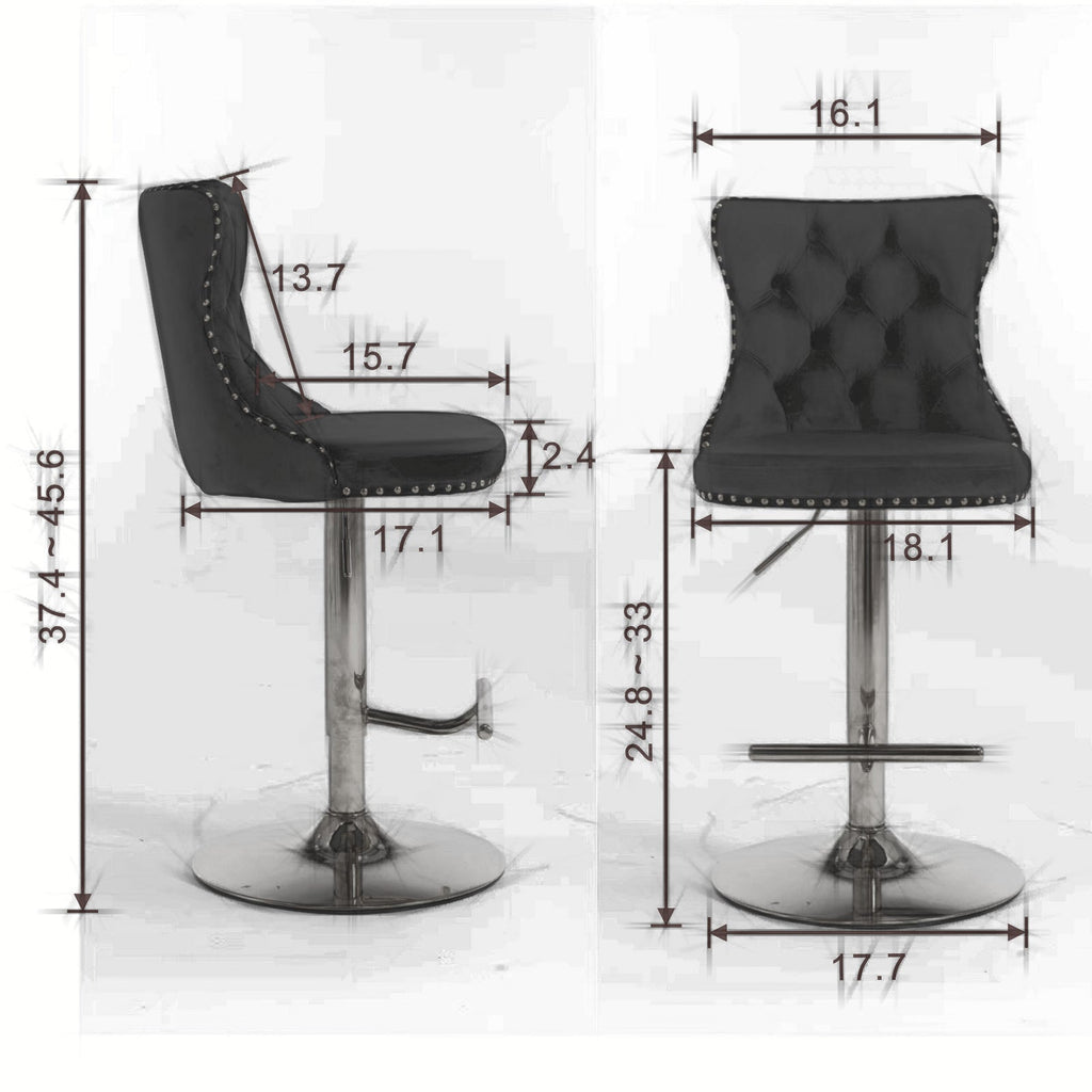 Set of 2  Swivel Velvet Barstools